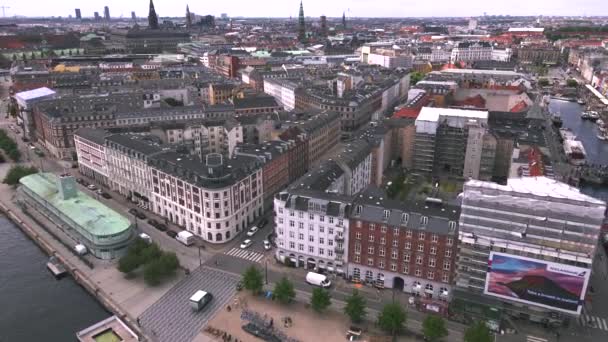 Porto Nyhavn Copenhague Dinamarca Por Drone — Vídeo de Stock