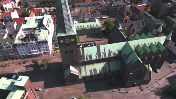 Kathedrale Von Aarhus Dänemark Drohne — Stockvideo