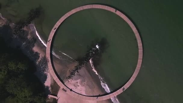 Infinite Bridge Aarhus Denmark Drone — Stock Video