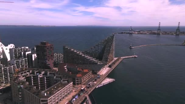 Aarhus Dänemark Ferienwohnungen Drohne — Stockvideo