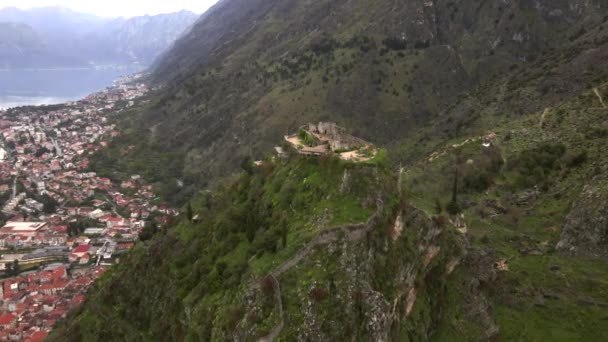 San Giovanni Kotor Kalesi Kotor Karadağ Drone Tarafından — Stok video