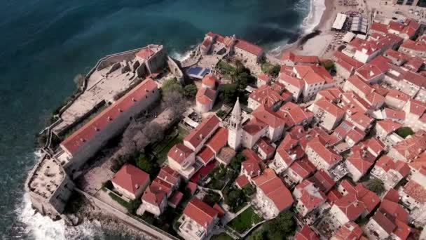 Budva Montenegro Por Drone — Vídeo de Stock