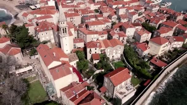Budva Montenegro Drone — Stockvideo