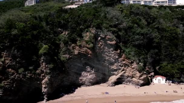 Praia Mogren Budva Montenegro Por Drone — Vídeo de Stock