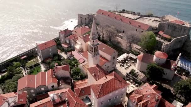 Kościół Iwana Budvie Czarnogóra Drone — Wideo stockowe