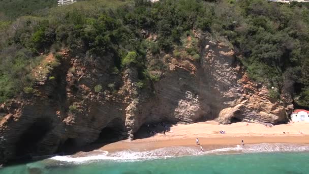Stranden Mogren Budva Montenegro Drone — Stockvideo