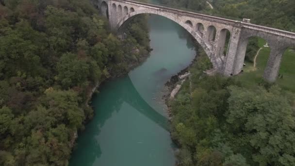 Solkanský Most Slovinsku Drone — Stock video