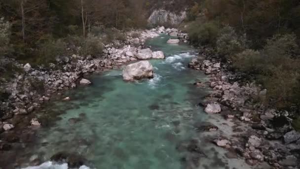 Soca River Fly Slovinsku Drone — Stock video