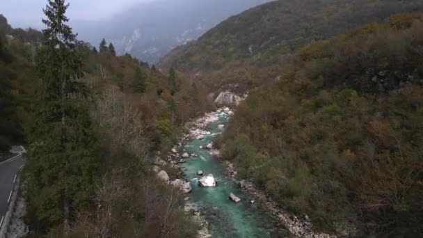 Soca River Slovenia Drone — 图库视频影像