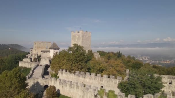 Celje Vár Szlovéniában Által Drone — Stock videók