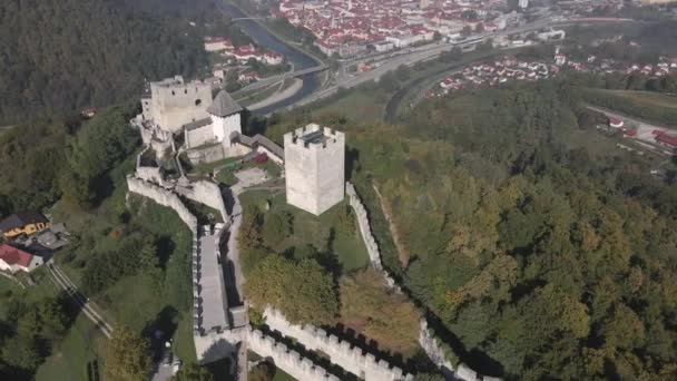 Drone在斯洛文尼亚的Celje城堡 — 图库视频影像