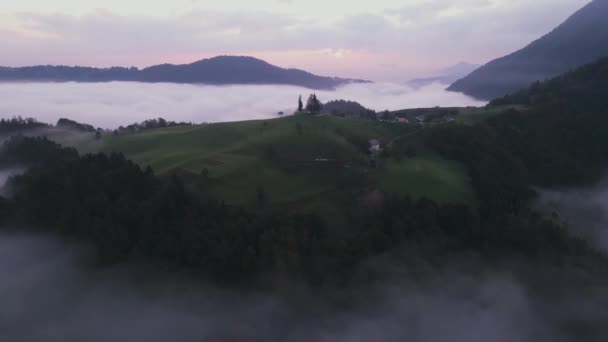 Sveti Tomaz Sunrise Slovenia Drone — Stock video