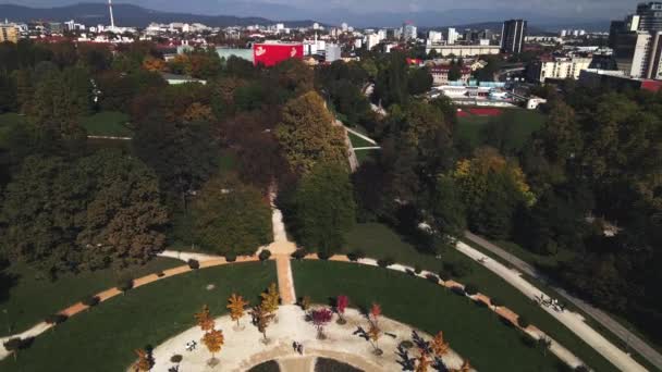 Park Tivoli Lublanie Słowenia Drone — Wideo stockowe