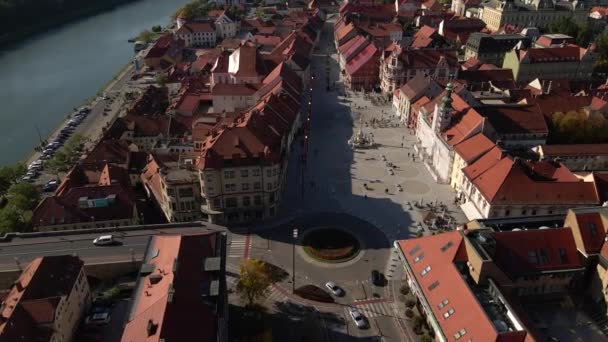 Glavni Trg Maribor Slovinsko Drone — Stock video