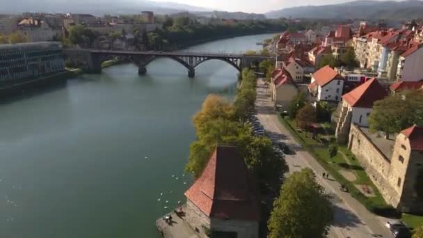 Vodni Stolp Στο Μάριμπορ Της Σλοβενίας Από Την Drone — Αρχείο Βίντεο