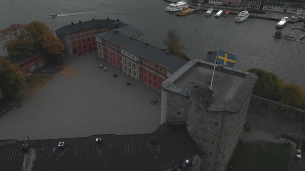 Festung Vaxholm Vaxholm Schweden Drohne — Stockvideo