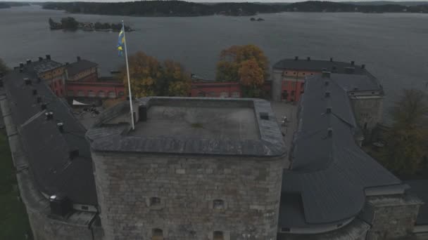 Vaxholm Fortress Vaxholm Sweden Drone — Stock video