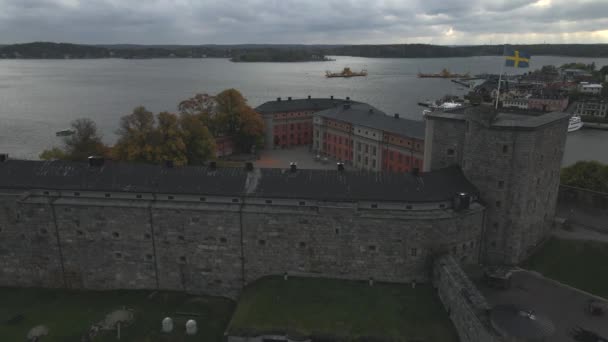 Vaxholm Kalesi Vaxholm Sveç Drone Tarafından — Stok video