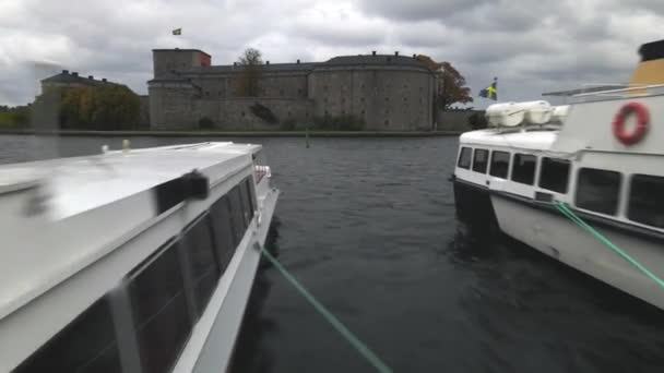 Fortaleza Vaxholm Vaxholm Suecia Por Drone — Vídeos de Stock