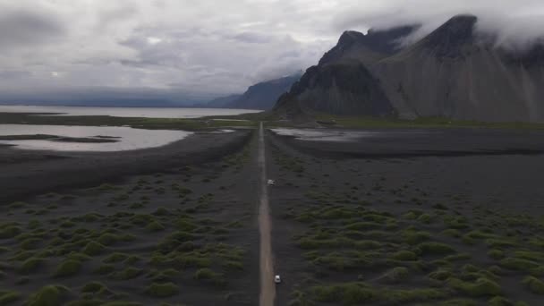 Vestrahorn Mountain Izlandon Drone — Stock videók