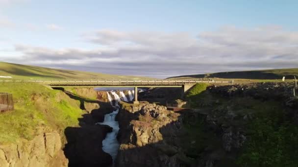 Cachoeira Kolufoss Islândia Por Drone — Vídeo de Stock