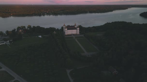 Zamek Skokloster Zachodzie Słońca Przez Drone — Wideo stockowe