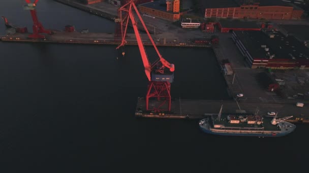 Kranen Göteborg Zweden Door Drone — Stockvideo