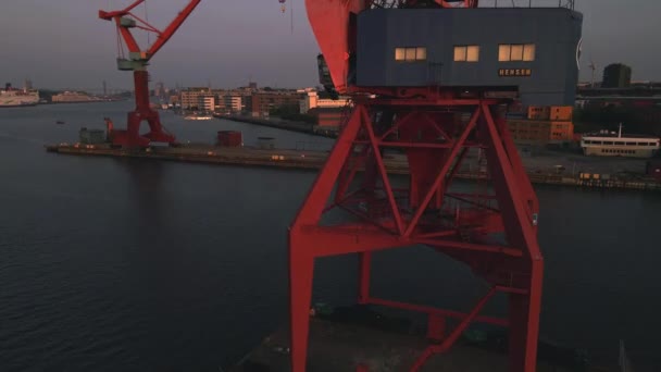 Kranen Göteborg Zweden Door Drone — Stockvideo