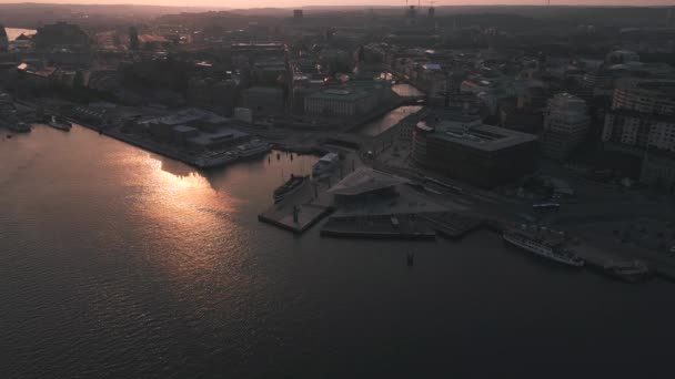 Göteborg Zweden Zonsopgang Door Drone — Stockvideo