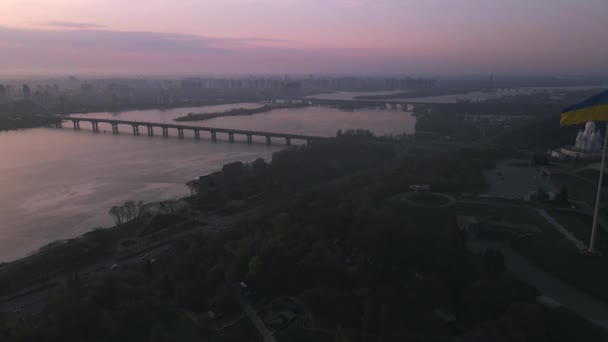 Zonsopgang Kiev Oekraïne Door Drone — Stockvideo