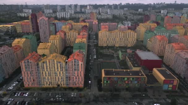 Comfort Stad Kiev Oekraïne Door Drone — Stockvideo