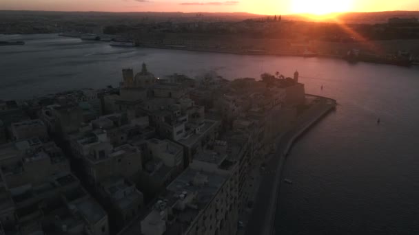 Puesta Sol Malta Por Drone — Vídeos de Stock