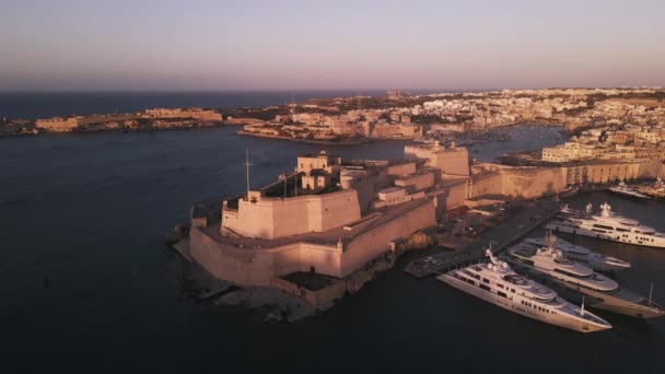 Fort Ricasoli Vallettában Málta Által Drone — Stock videók