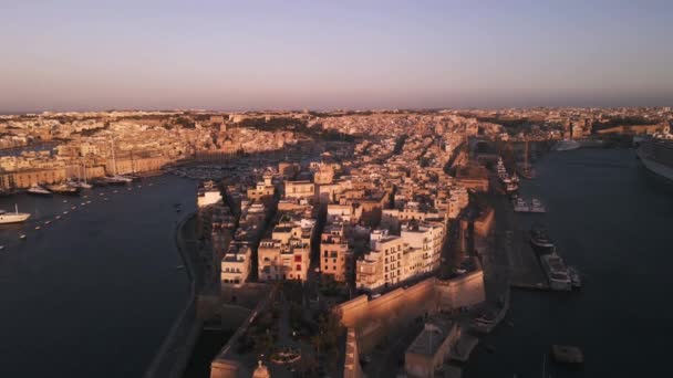 Sunset Valletta Malta Drone — Stock Video