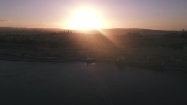Valletta Malta Pôr Sol Por Drone — Vídeo de Stock