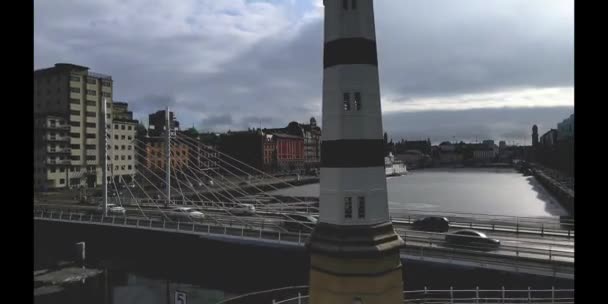 Malmo Lighthouse Swedia Oleh Drone — Stok Video