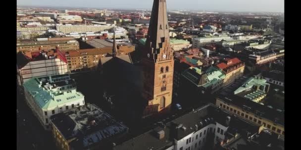 Malmö Kościół Szwecji Przez Drone — Wideo stockowe