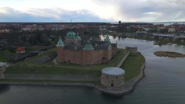 Замок Кальмар Швеции Беспилотник — стоковое видео