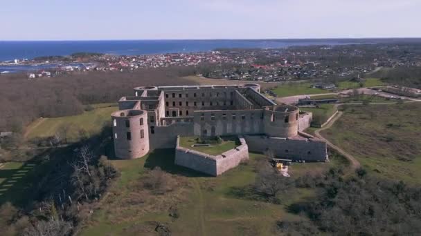 Fortaleza Borgholm Oland Suecia Por Drone — Vídeos de Stock