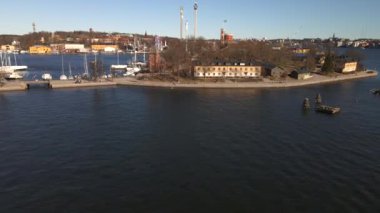 Stockholm, İsveç 'te Drone' dan Skeppsholmen