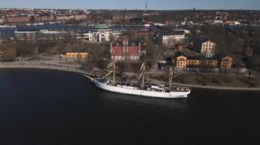 Stockholm, İsveç 'te Drone' dan Skeppsholmen