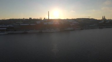 Stockholm, İsveç 'te Kış Drone' dan