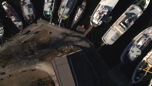 Лодки Стокгольма Швеция Дроне — стоковое видео