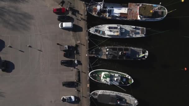 Σκάφη Στη Στοκχόλμη Σουηδία Από Drone — Αρχείο Βίντεο