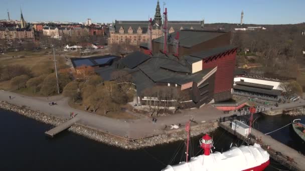 Vasamuseet Stockholm Sverige Drone — Stockvideo