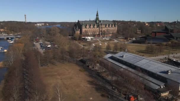 Muzeum Nordic Sztokholmie Szwecja Przez Drone — Wideo stockowe
