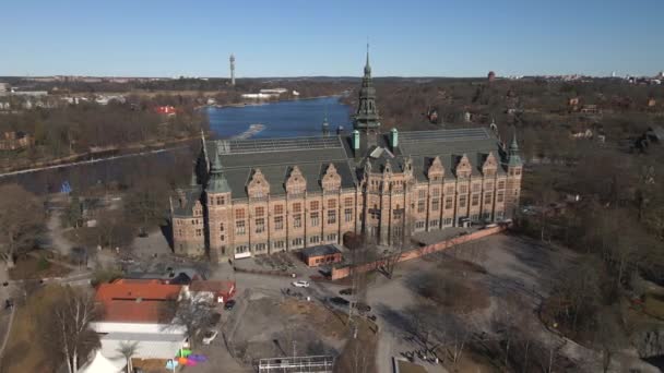 Muzeum Nordic Sztokholmie Szwecja Przez Drone — Wideo stockowe
