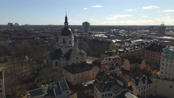 Sodermalm Stockholmu Švédsko Drone — Stock video