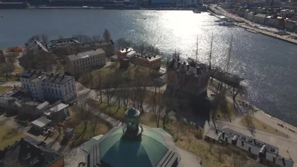 Skeppsholmen Stockholmban Svédország Által Drone — Stock videók