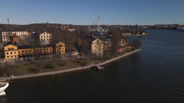 Skeppsholmen Стокгольме Швеция Помощью Дрона — стоковое видео